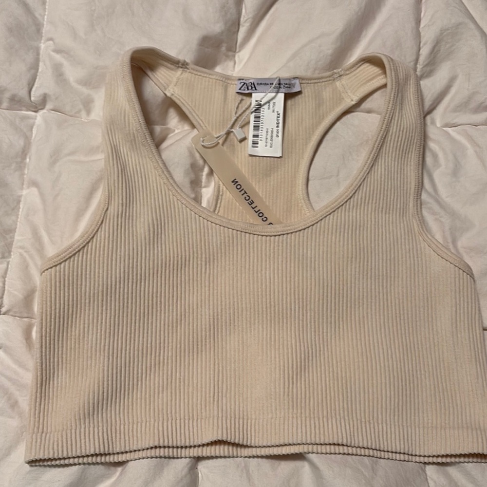 Zara Cream Ribbed Bralett